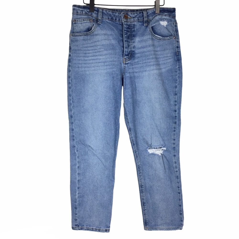WILD FABLE Jeans Super High Rise Ankle Crop Distressed Light Wash Denim Size 10